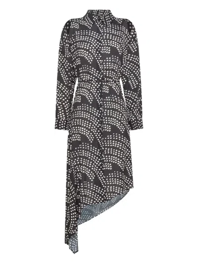 Seventy Asymmetric Polka-dot Dress In Gray
