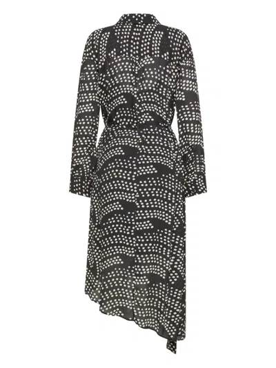 Seventy Asymmetric Polka-dot Dress In Gray