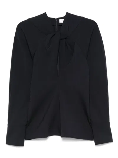 Victoria Beckham Womens Navy Twisted-neckline Textured Stretch-woven Blouse In Blue