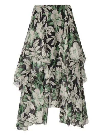 Loewe Ruffled Floral-print Skirt