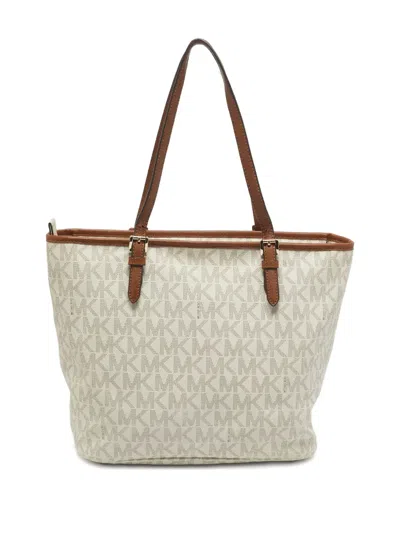 Pre-owned Michael Kors Vintage Monogram Tote Bag In Neutral