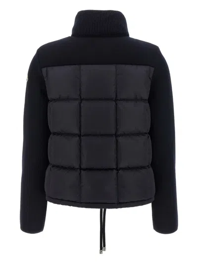 Moncler Navy Blue Padded Wool Zip-up Cardigan
