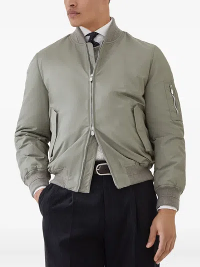 Brunello Cucinelli Zip-fastening Bomber Jacket In Gray