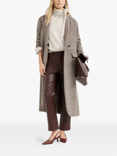 Brunello Cucinelli Leather Flared Trousers