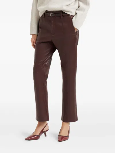 Brunello Cucinelli Leather Flared Trousers