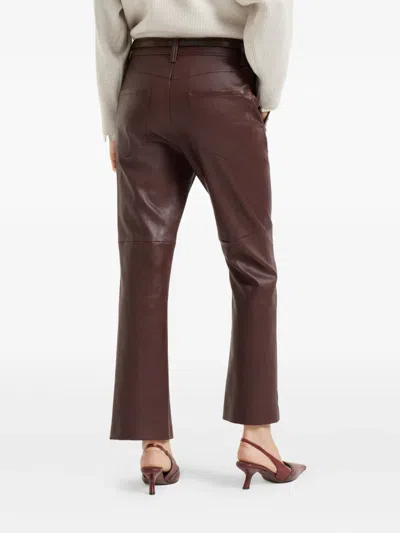 Brunello Cucinelli Leather Flared Trousers
