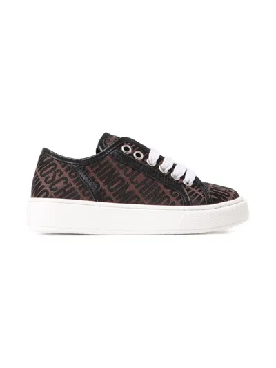 Moschino Logo-print Sneakers In Brown