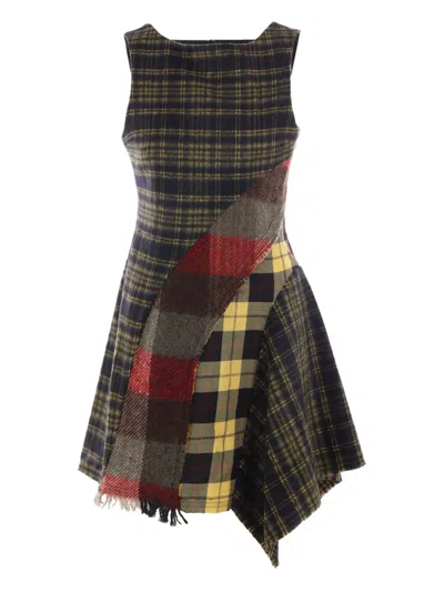 Rave Review Patchwork Checked Wool Dress