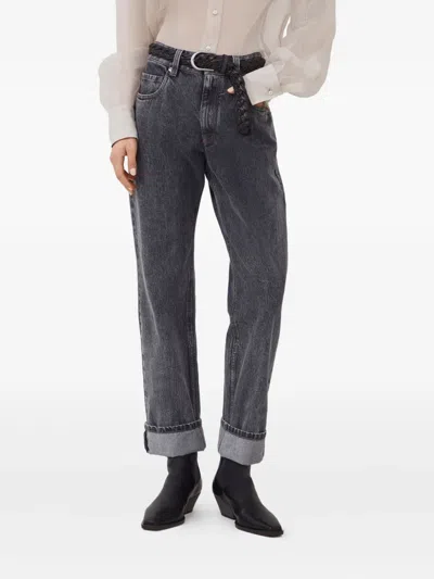 Brunello Cucinelli Five-pocket Cuffed Jeans In Gray