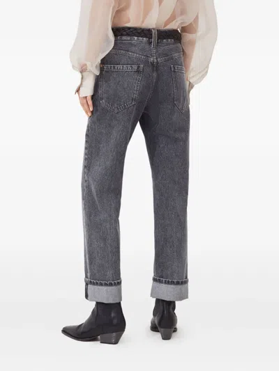 Brunello Cucinelli Five-pocket Cuffed Jeans In Gray