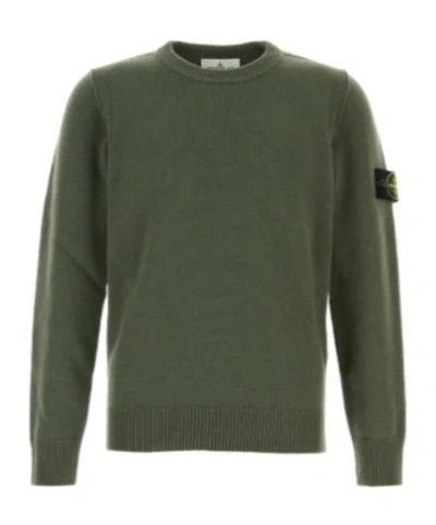 Stone Island Wool Crewneck Sweater In Green