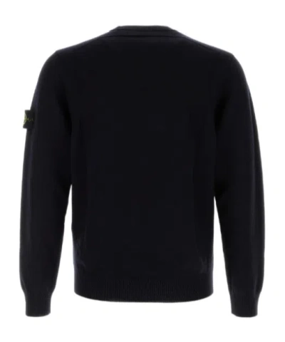 Stone Island Lightweight Wool Crew Neck Pullover In Blue