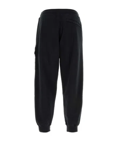 Stone Island Cargo Cotton Joggers Elastic Waistband In Black