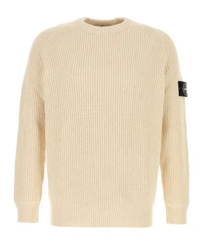 Stone Island Light Yellow Crewneck Pullover In Neutral