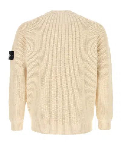 Stone Island Light Yellow Crewneck Pullover In Neutral
