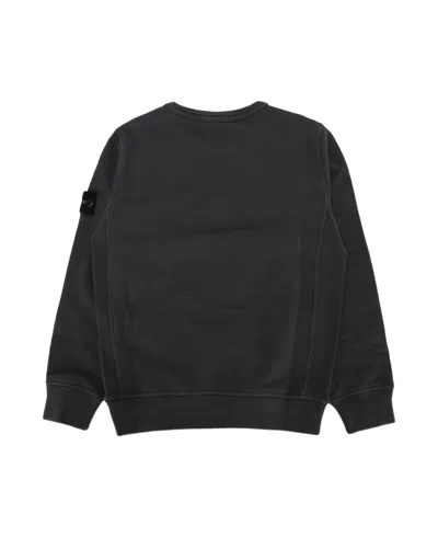 Stone Island Junior Logo Patch Crewneck Sweatshirt In Black