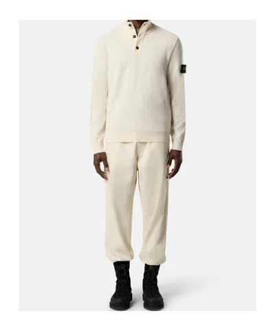 Stone Island Mens Desert Melange Wool Half-button Jumper