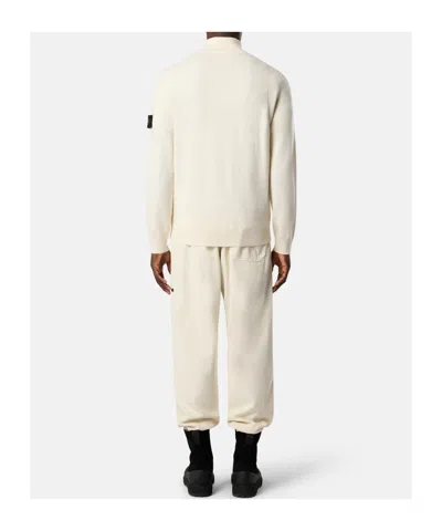 Stone Island Mens Desert Melange Wool Half-button Jumper