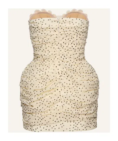 Magda Butrym Polka Dot Off-the-shoulder Ruffle Dress In Brown
