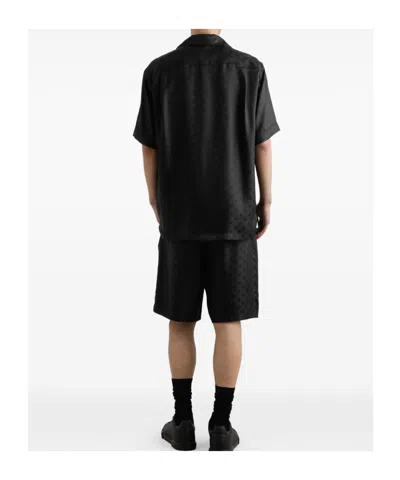 Dolce & Gabbana Dg Logo Jacquard Hawaii Shirt In Black