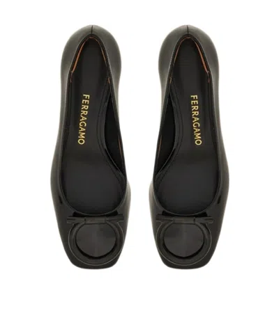 Ferragamo Mara Patent Gancini Block-heel Pumps In Black