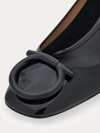 Ferragamo Mara Patent Gancini Block-heel Pumps In Black