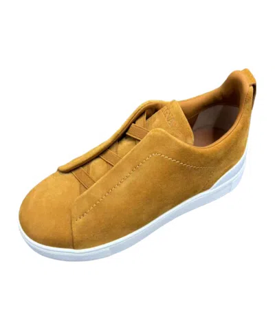 Zegna Lace-up Suede Sneakers In Gold