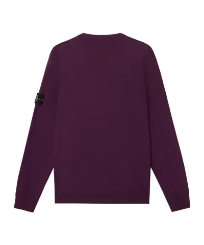 Stone Island Crewneck Jumper With Raised Stitch Details In Purple