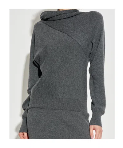 Tom Ford Wrap Collar Cashmere Blend Sweater In Gray