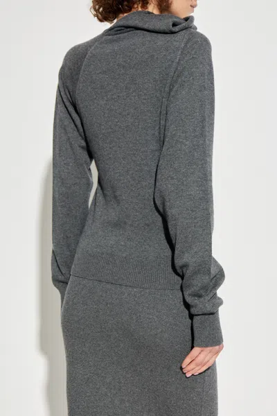 Tom Ford Wrap Collar Cashmere Blend Sweater In Gray