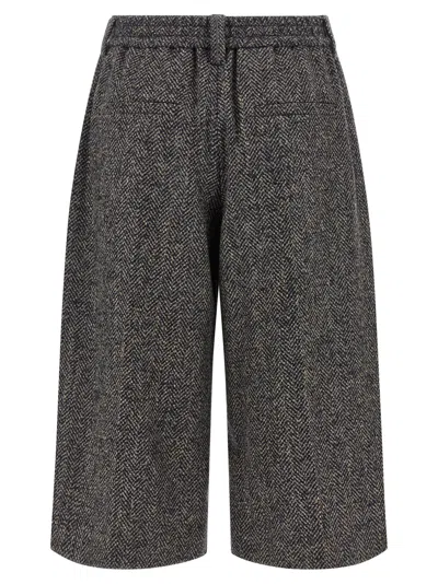 Brunello Cucinelli Wool Bermuda Shorts Pants Multicolor In Gray