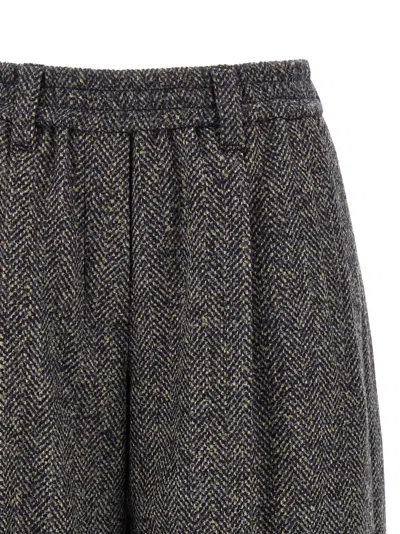 Brunello Cucinelli Wool Bermuda Shorts Pants Multicolor In Gray