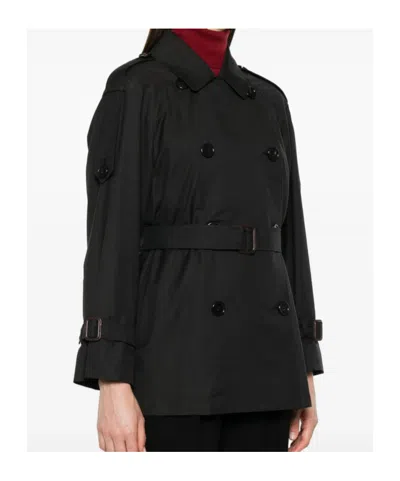 Max Mara Lapel Long Sleeve Coat In Black
