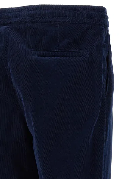 Brunello Cucinelli Drawstring Elastic Waist Casual Pants In Blue