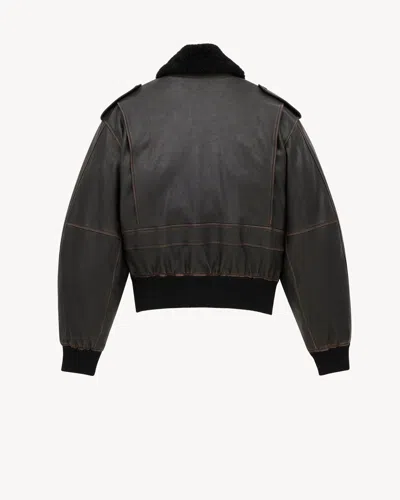 Saint Laurent Bomber Jacket In Vintage Grained Lambskin And Shearling