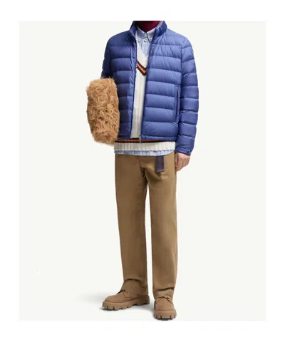 Moncler Brendann Logo-patch Quilted Jacket In Blue