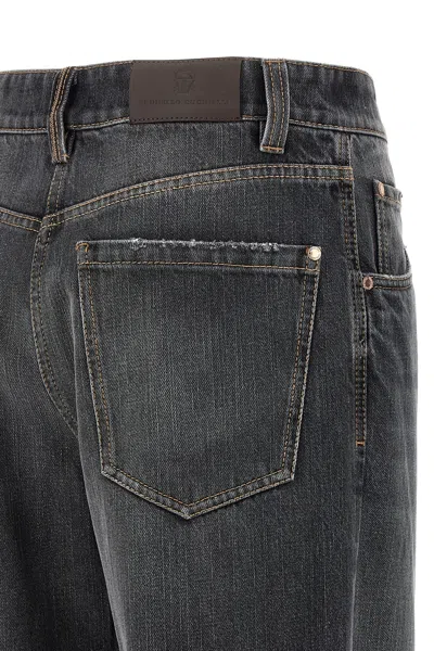 Brunello Cucinelli Jeans With Belt Loops In Gray