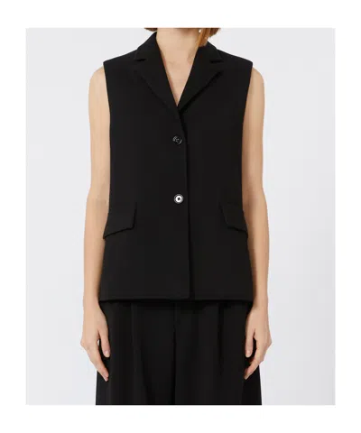 Max Mara Straight-fit Cady Gilet In Black