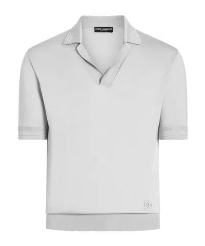 Dolce & Gabbana Silk Polo Shirt In Gray