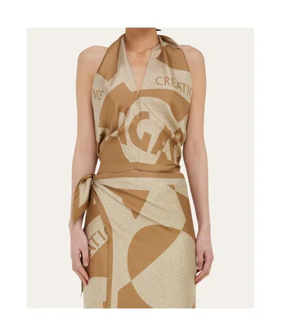 Ferragamo Venna Logo Handkerchief Top In Multi