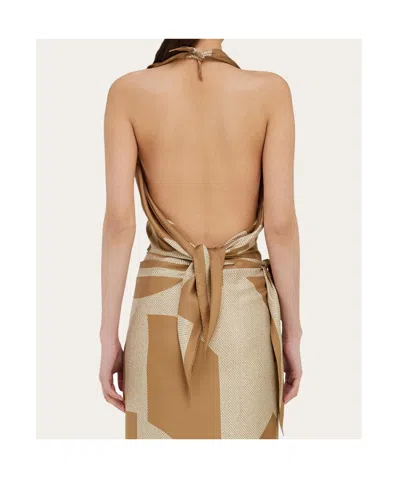 Ferragamo Venna Logo Handkerchief Top In Multi