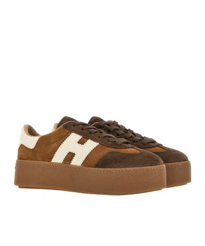 Hogan Low Top Platform Sole Sneakers In Brown