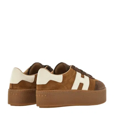 Hogan Low Top Platform Sole Sneakers In Brown