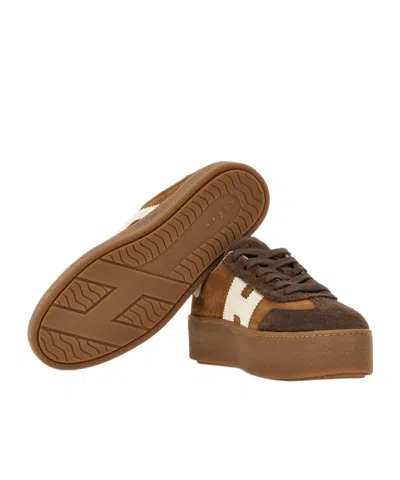 Hogan Low Top Platform Sole Sneakers In Brown