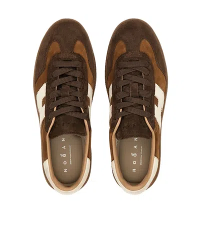 Hogan Low Top Platform Sole Sneakers In Brown