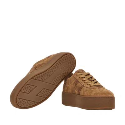 Hogan Low Top Sneakers Platform Sole In Brown