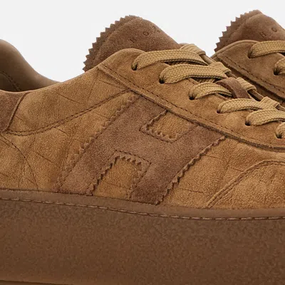 Hogan Low Top Sneakers Platform Sole In Brown
