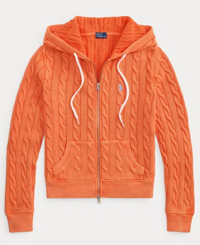 Polo Ralph Lauren Women's Cable-knit Cotton Full-zip Hoodie Sweatshirt
