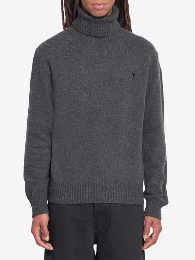 Ami Alexandre Mattiussi Ami Paris Charcoal Cashmere Blend Sweater