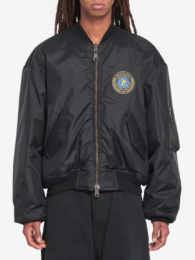 Balenciaga Men Bomber Jacket With Logo In Black